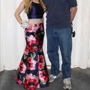 Floral Two-Piece Prom Dress